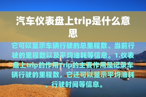 汽车仪表盘上trip是什么意思