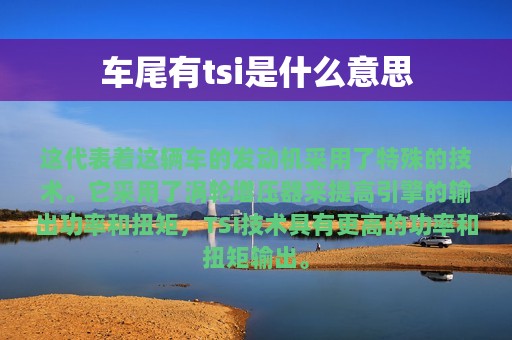 车尾有tsi是什么意思