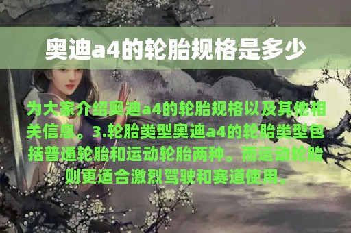 奥迪a4的轮胎规格是多少