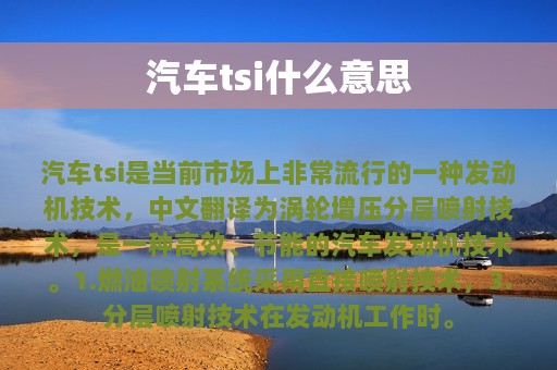 汽车tsi什么意思