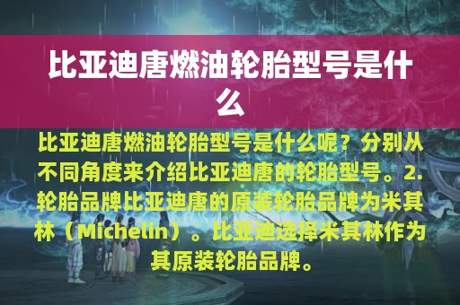 比亚迪唐燃油轮胎型号是什么