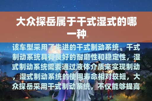 大众探岳属于干式湿式的哪一种