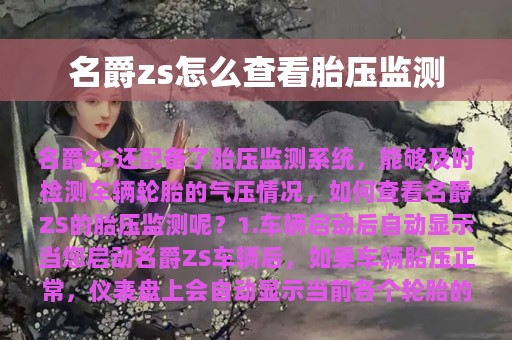 名爵zs怎么查看胎压监测