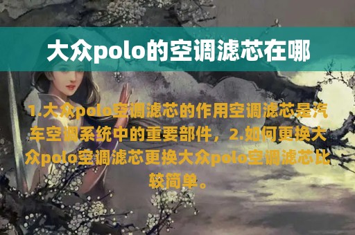 大众polo的空调滤芯在哪