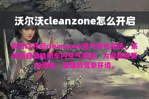 沃尔沃cleanzone怎么开启