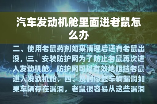 汽车发动机舱里面进老鼠怎么办