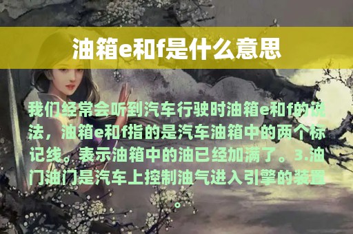 油箱e和f是什么意思