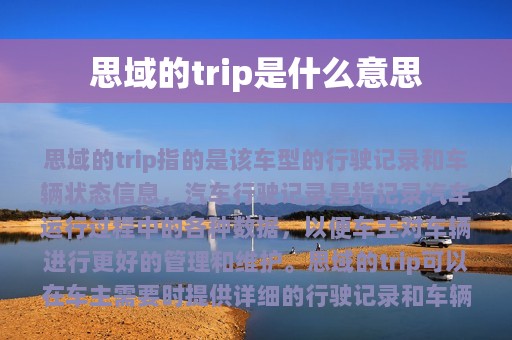 思域的trip是什么意思