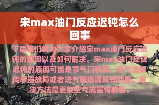 宋max油门反应迟钝怎么回事