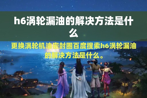 h6涡轮漏油的解决方法是什么