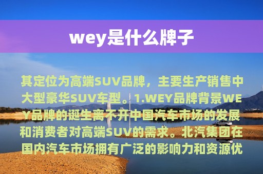 wey是什么牌子