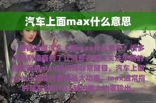 汽车上面max什么意思