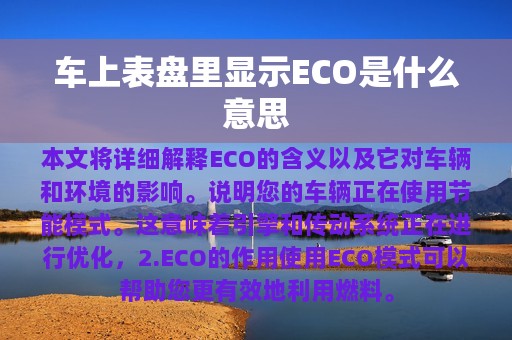 车上表盘里显示ECO是什么意思