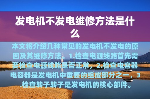 发电机不发电维修方法是什么