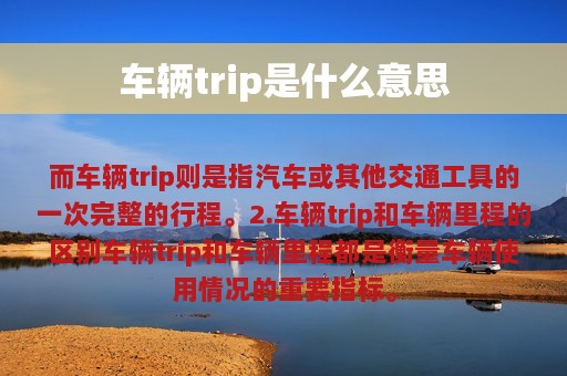 车辆trip是什么意思