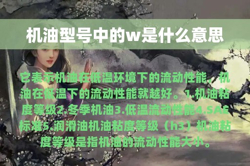 机油型号中的w是什么意思