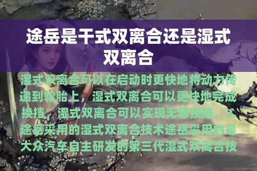 途岳是干式双离合还是湿式双离合