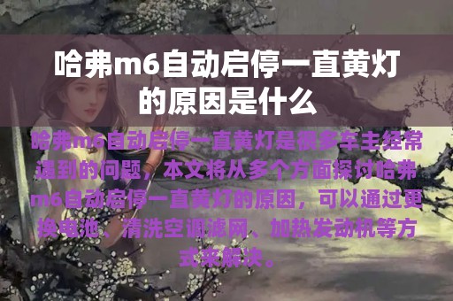 哈弗m6自动启停一直黄灯的原因是什么