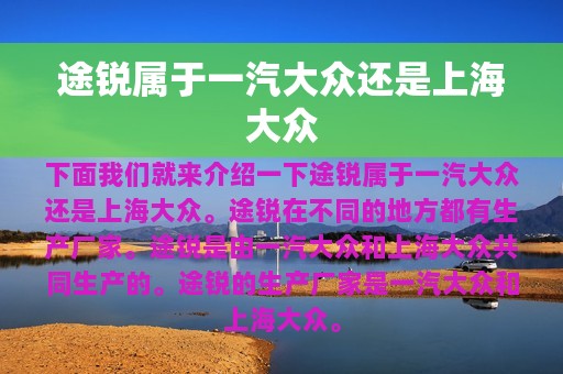 途锐属于一汽大众还是上海大众