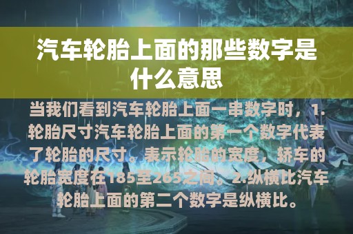 汽车轮胎上面的那些数字是什么意思