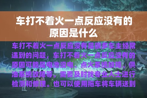 车打不着火一点反应没有的原因是什么