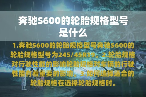 奔驰S600的轮胎规格型号是什么