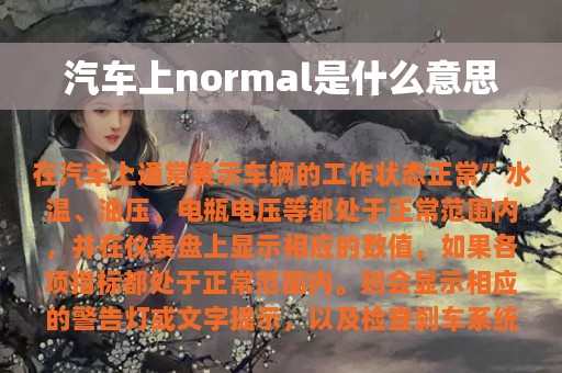 汽车上normal是什么意思