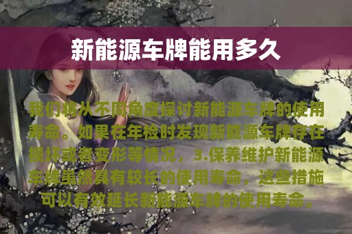 新能源车牌能用多久