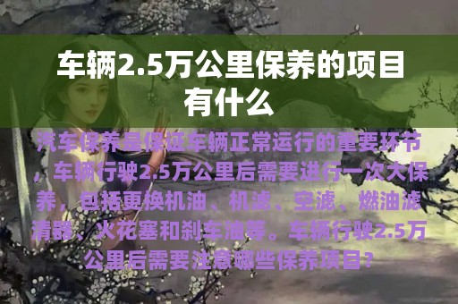 车辆2.5万公里保养的项目有什么