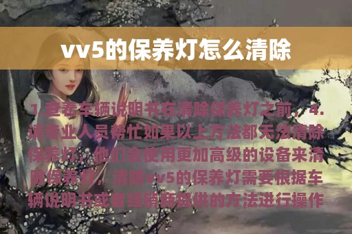 vv5的保养灯怎么清除