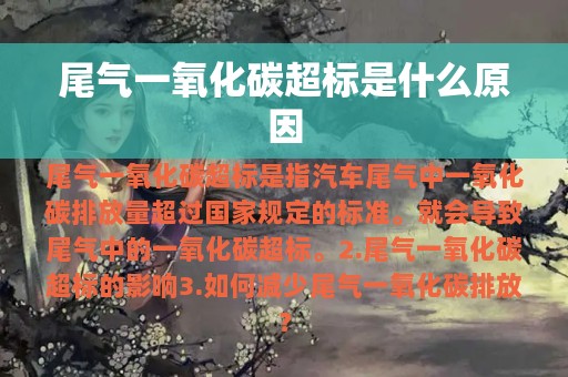 尾气一氧化碳超标是什么原因