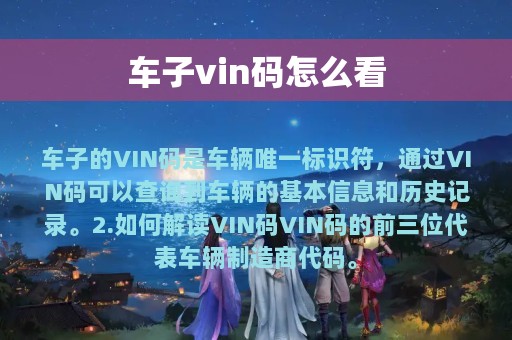 车子vin码怎么看