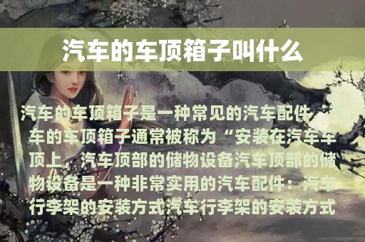 汽车的车顶箱子叫什么