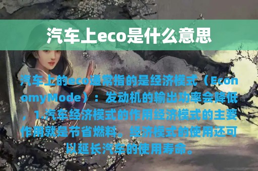 汽车上eco是什么意思