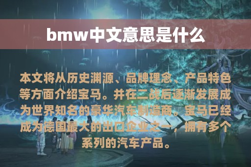 bmw中文意思是什么