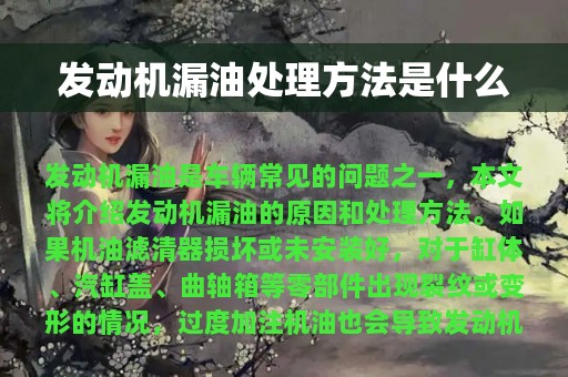 发动机漏油处理方法是什么