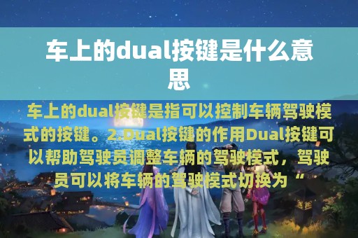 车上的dual按键是什么意思