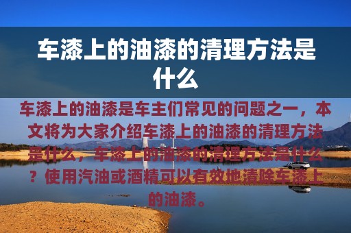 车漆上的油漆的清理方法是什么