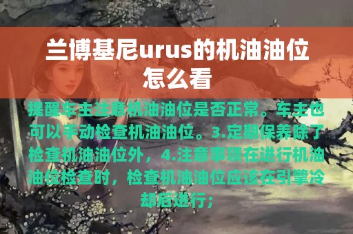 兰博基尼urus的机油油位怎么看