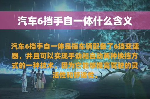 汽车6挡手自一体什么含义