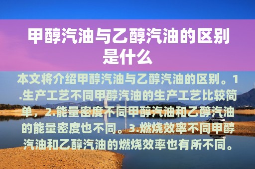 甲醇汽油与乙醇汽油的区别是什么