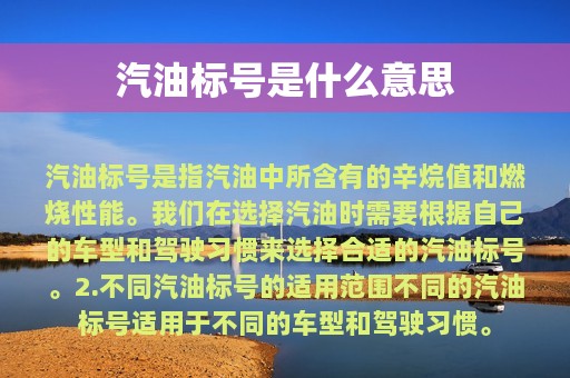 汽油标号是什么意思