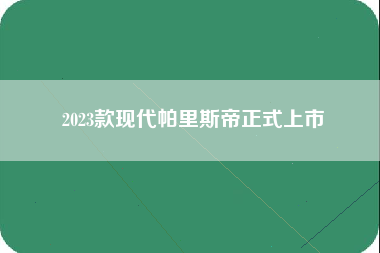 2023款现代帕里斯帝正式上市