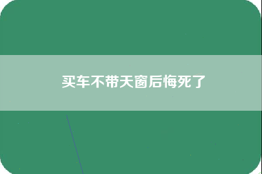 买车不带天窗后悔死了