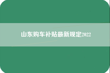 山东购车补贴最新规定2022