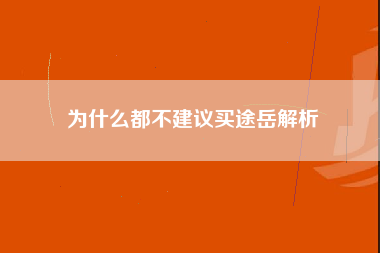 为什么都不建议买途岳解析