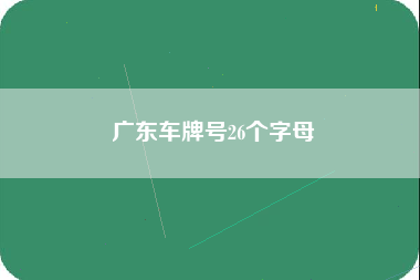 广东车牌号26个字母