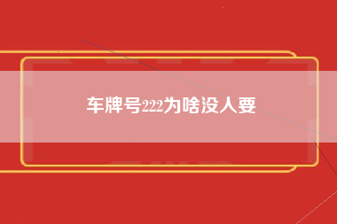 车牌号222为啥没人要