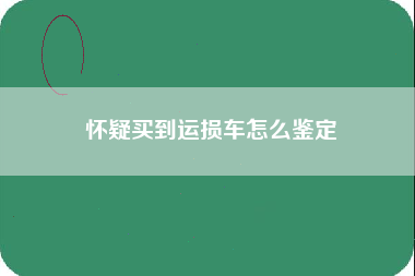 怀疑买到运损车怎么鉴定