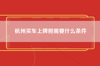 杭州买车上牌照需要什么条件